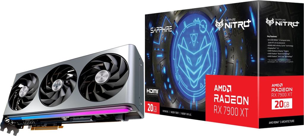 Sapphire Radeon RX7900XT Gaming OC Nitro+ 20 GB GDDR6 HDMI Immagine del prodotto 