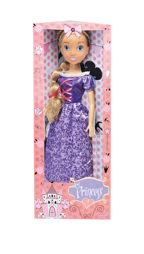 Grande poupée princesse de 80 cm avec robe violette satinée pour fille