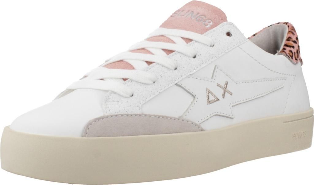 SUN68 Modell KATY LEATHER Damen Sneaker aus Leder, Weiß