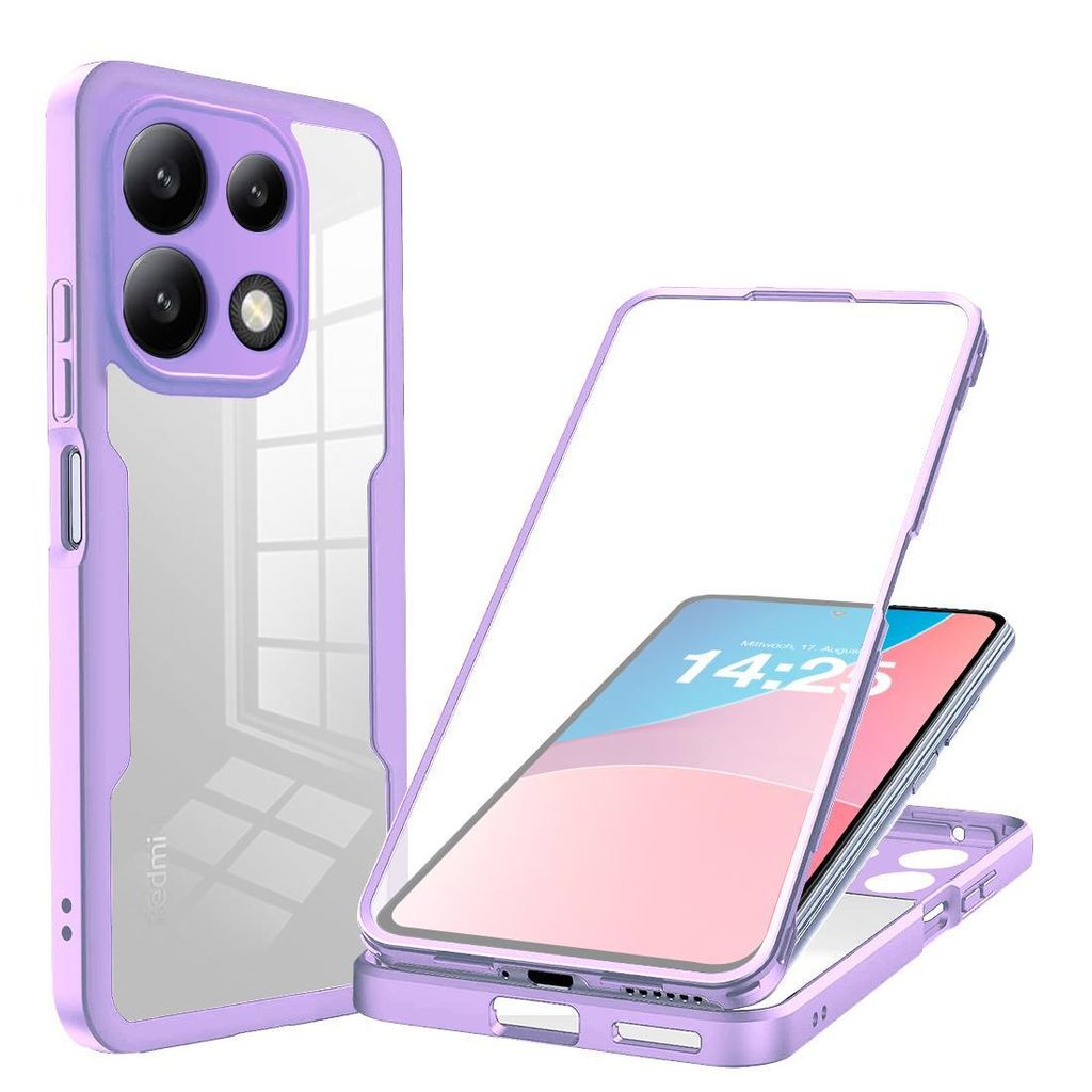 360 Grad Handyhülle für Xiaomi Redmi Note 13 Full Cover Rundum Schutz Farbe: Violett