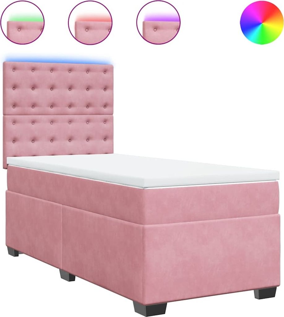 vidaXL Boxspringbett mit Matratze Rosa 80x200 cm Samt
