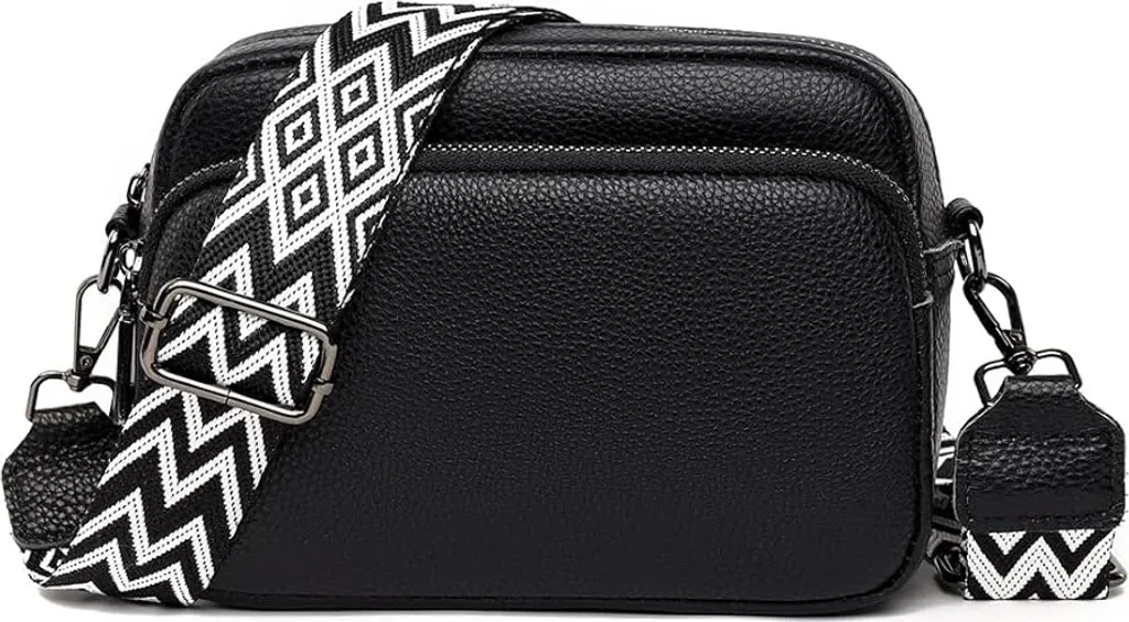 Sac bandoulière noir en cuir PU souple - Finition imperméable de luxe