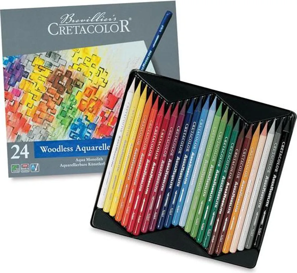 Crayons Aquarelle pour Dessin et Peinture - Aqua Monolith 24 Pièces