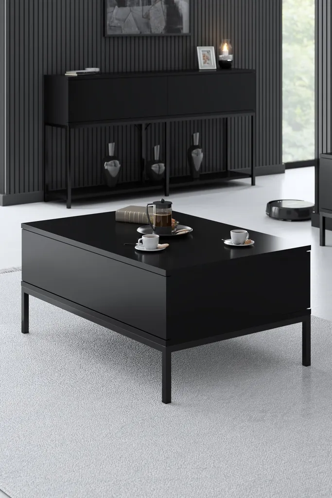 Tavolino da Salotto Skye Decor Lord Nero 90x40x60 - Stile Urban Chic