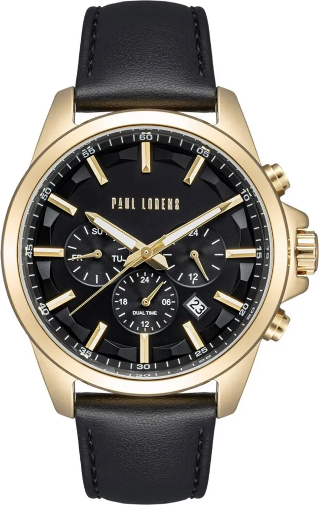 Paul Lorens PL20010A1A2 Orologio Quarzo Acciaio Pelle Nero Oro