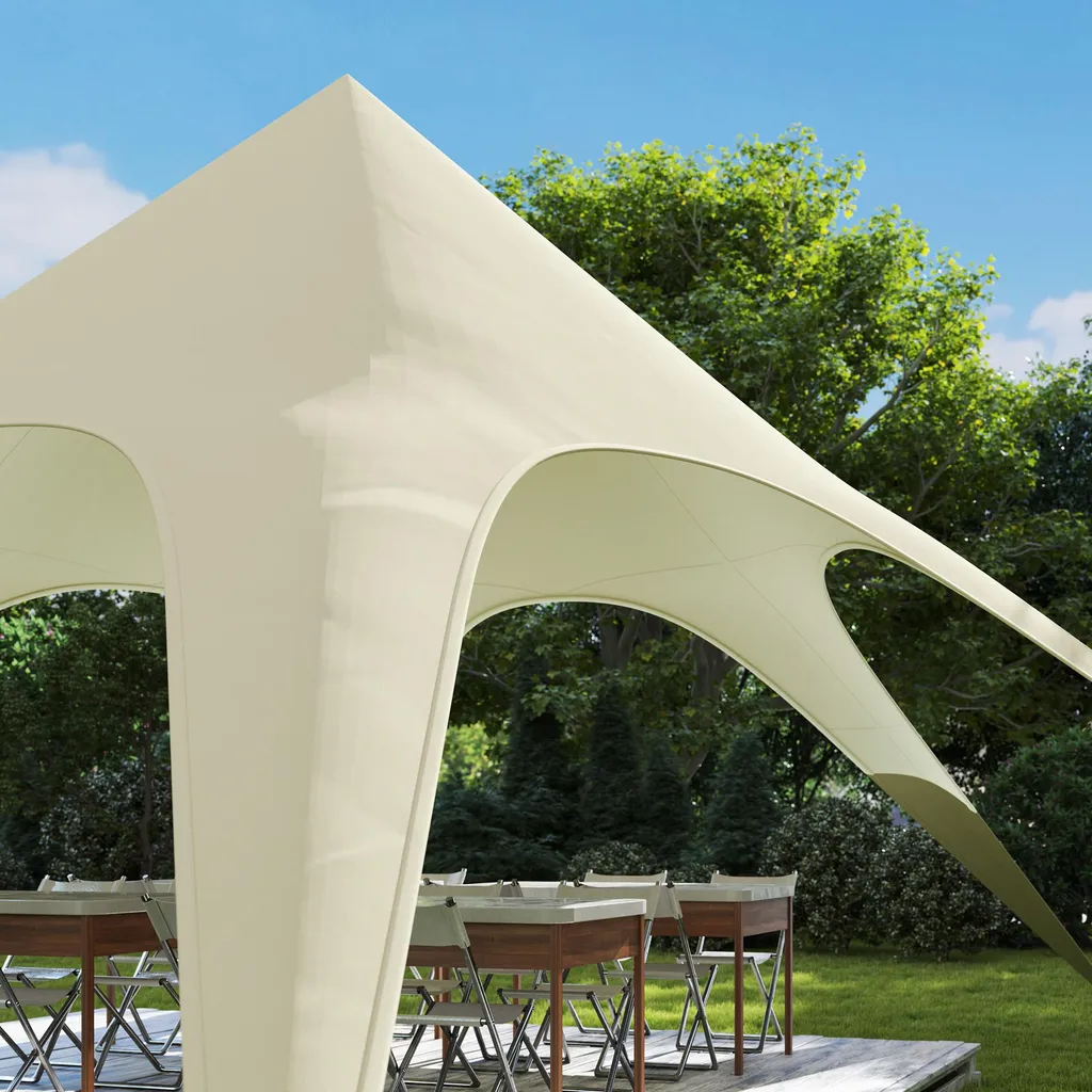Tente de Réception Étoile 10x10m en Polyester 210D Imperméable Beige - 7