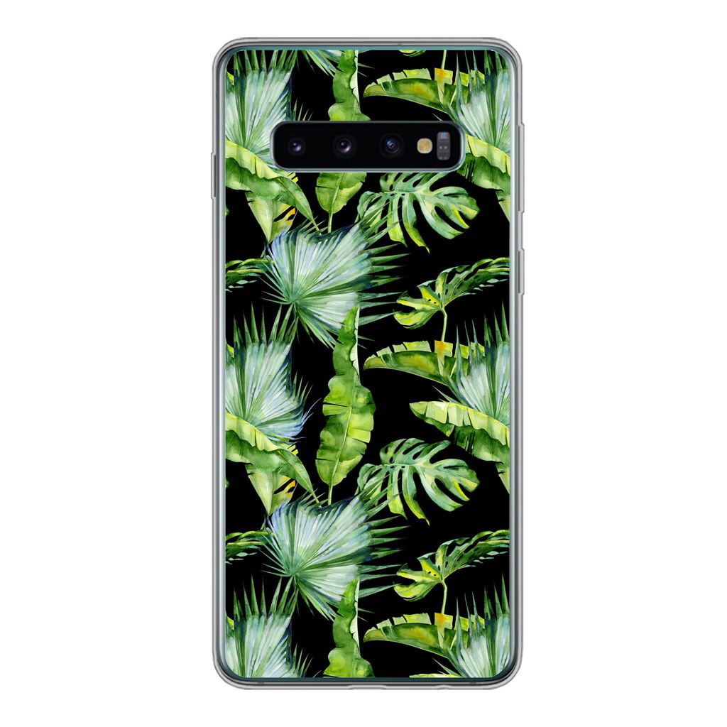 MuchoWow Handyhülle Schutzhülle Hülle für Samsung Galaxy S10 Palmwedel - Tropisch - Muster Silikon Softcase Handy Hülle - Handytasche