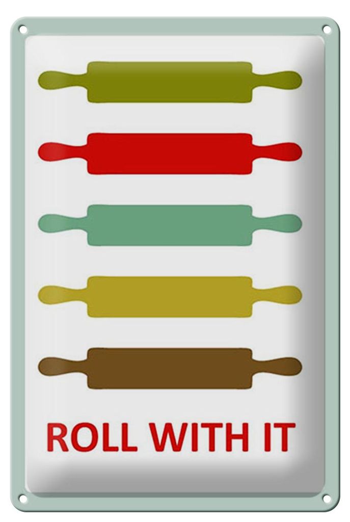 Blechschild Küche 20x30cm Nudelholz Rolling pin roll with