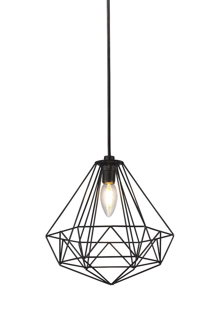 Hängeleuchte Metall 25 cm breit H: max. 58 cm Schwarz Retro Käfigschirm Pendelleuchte