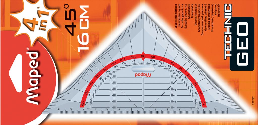 Maped Geodreieck Technic Hypotenuse: 160 mm 4 in 1: Winkel mit Millimeterteilung