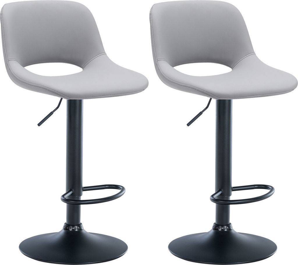 CLP 2er Set Barhocker Camden Kunstleder drehbar und höhenverstellbar Farbe grau Material Gestell Metall matt schwarz