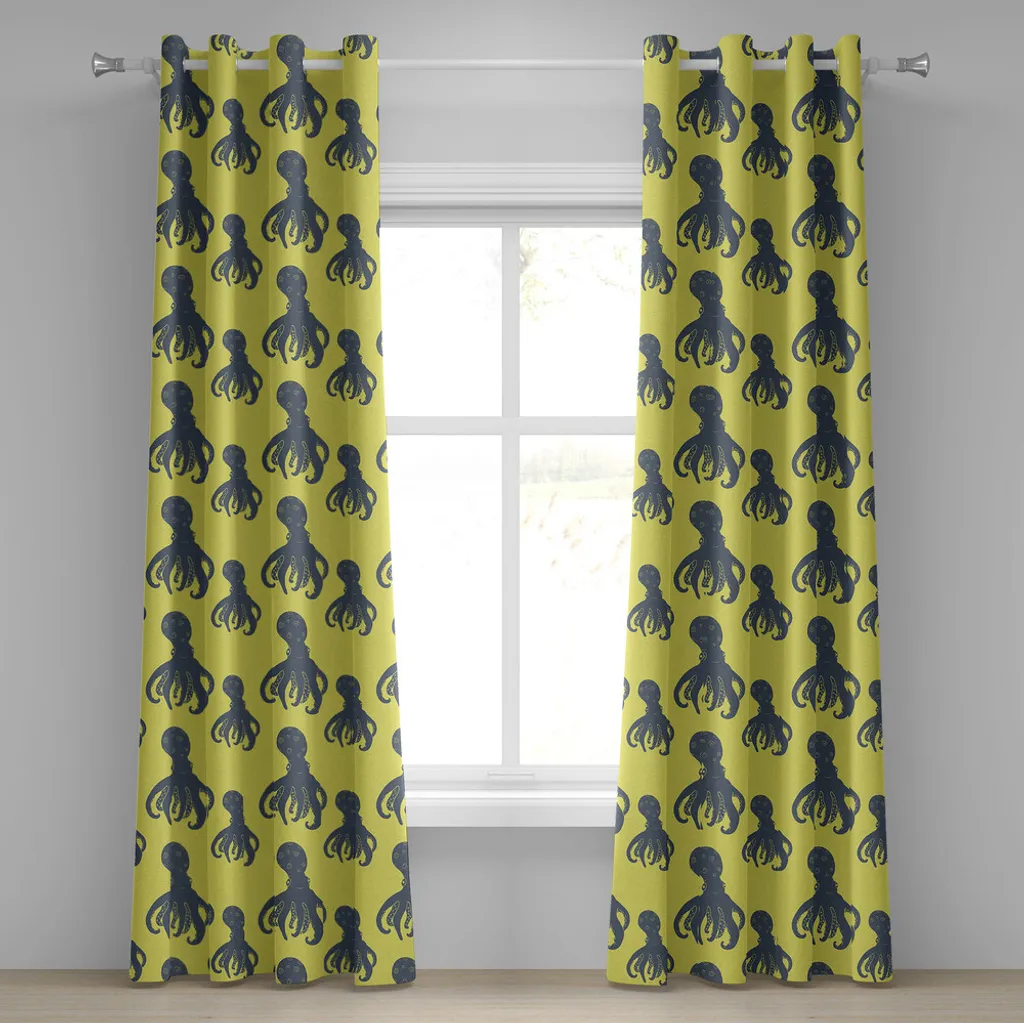 Rideau à œillets pieuvre ABAKUHAUS motifs animaux marins 280x175 cm