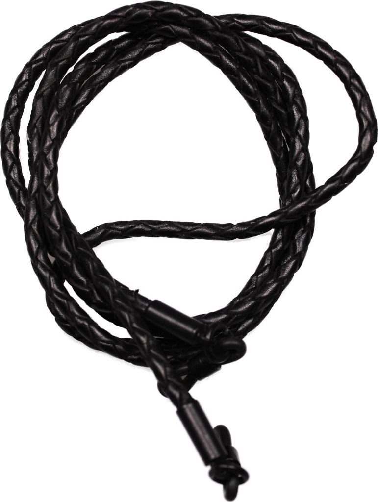 Cordon à lunettes en cuir véritable tressé (noir) Image du produit 