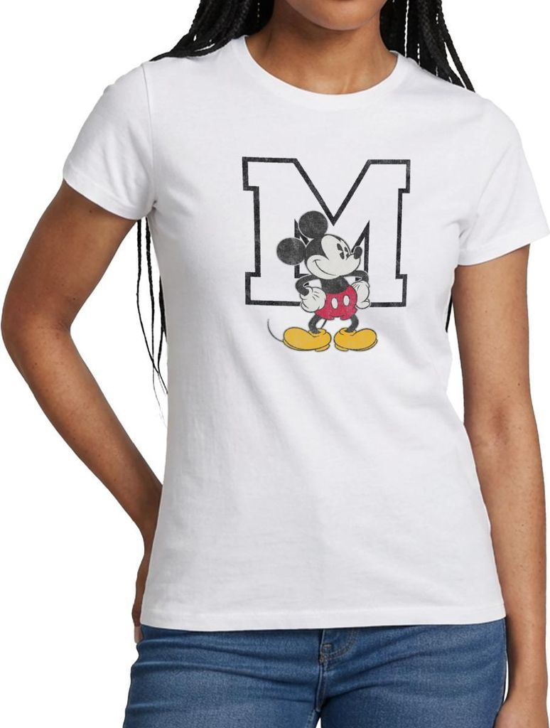 Mickey & Minnie Klassisches Mickey Motiv Mit M Frauen T-Shirt, M, Weiß