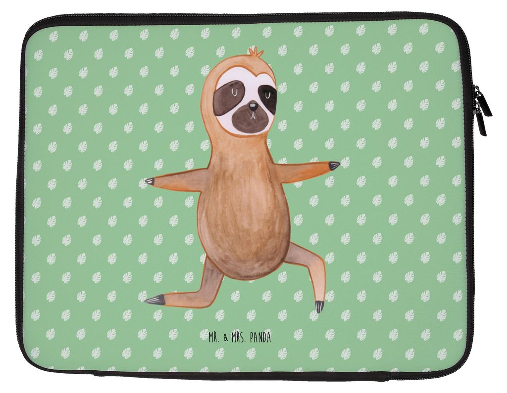 Mr. & Mrs. Panda Laptop Tasche Faultier Yoga 33 x 42 cm - Tropengrün - Geschenk, Faultiere, Namaste, Laptoptasche, Computertasche, Meditation, Ent...
