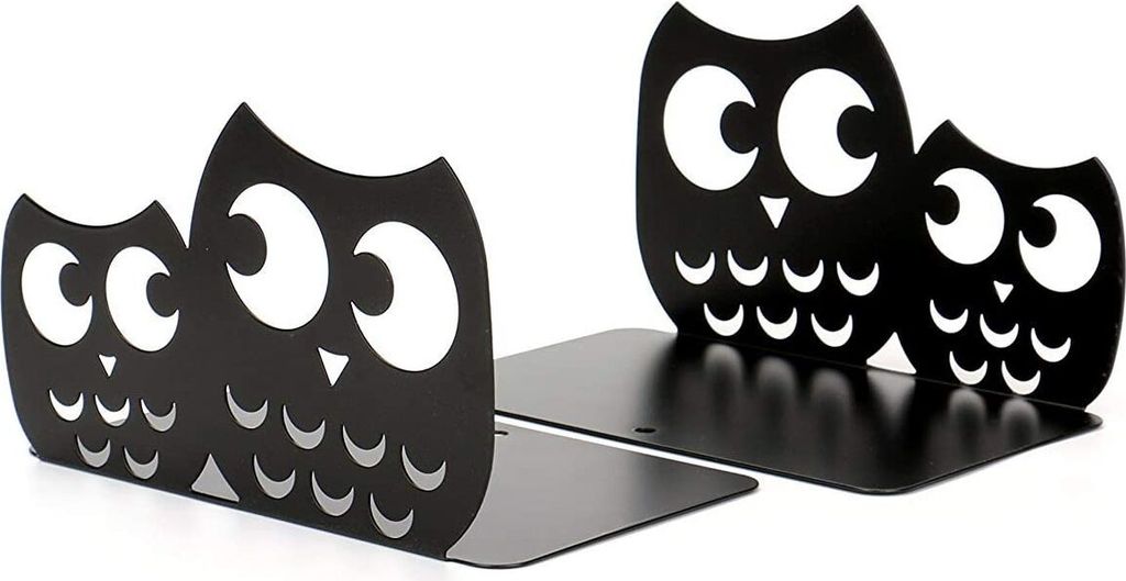 Buchstützen Büchereule 2er-Set, aus Metall, schwarz Produktbild 