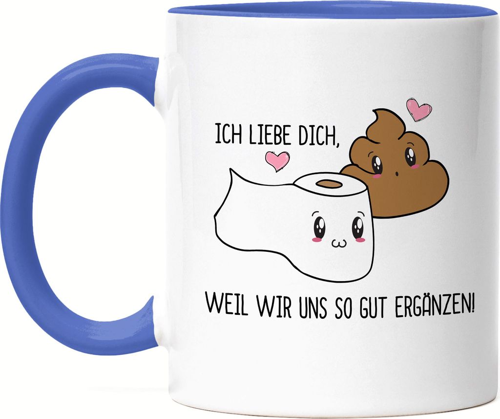 Klopapier Kacke Tasse Blau Sarkasmus Humor Valentinstag Freundin Freund Witzig Geschenkidee Couple Jahrestag