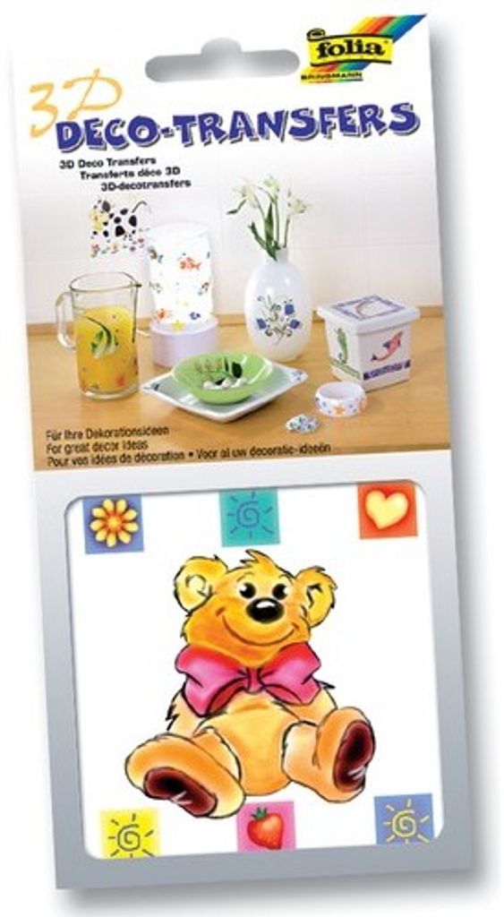 Folia 3D Deco Transfers Sticker, 10x10cm Motiv Teddy