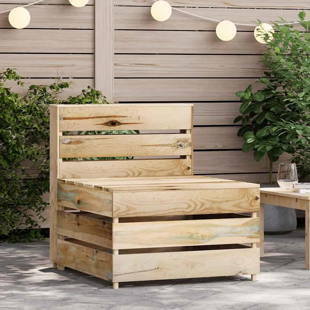 Siège central en palettes pour salon de jardin modulable en Pin vert