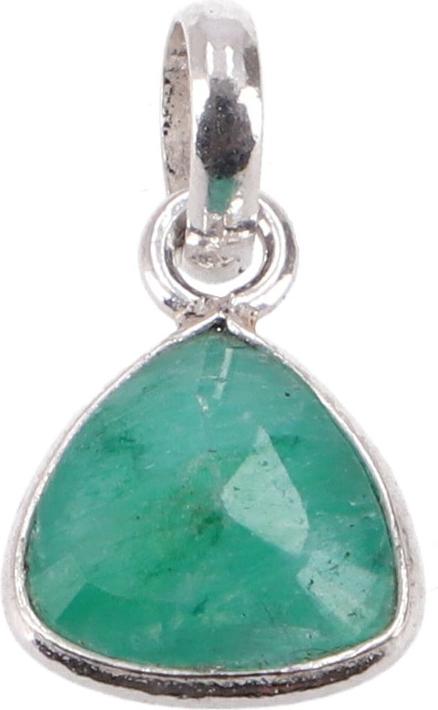 Zierlicher Silber Anhänger mit Geschliffenem Halbedelstein - Saphir, Grün, SterlingSilber, 1*1*0,5 cm, Anhänger & Amulette aus Silber
