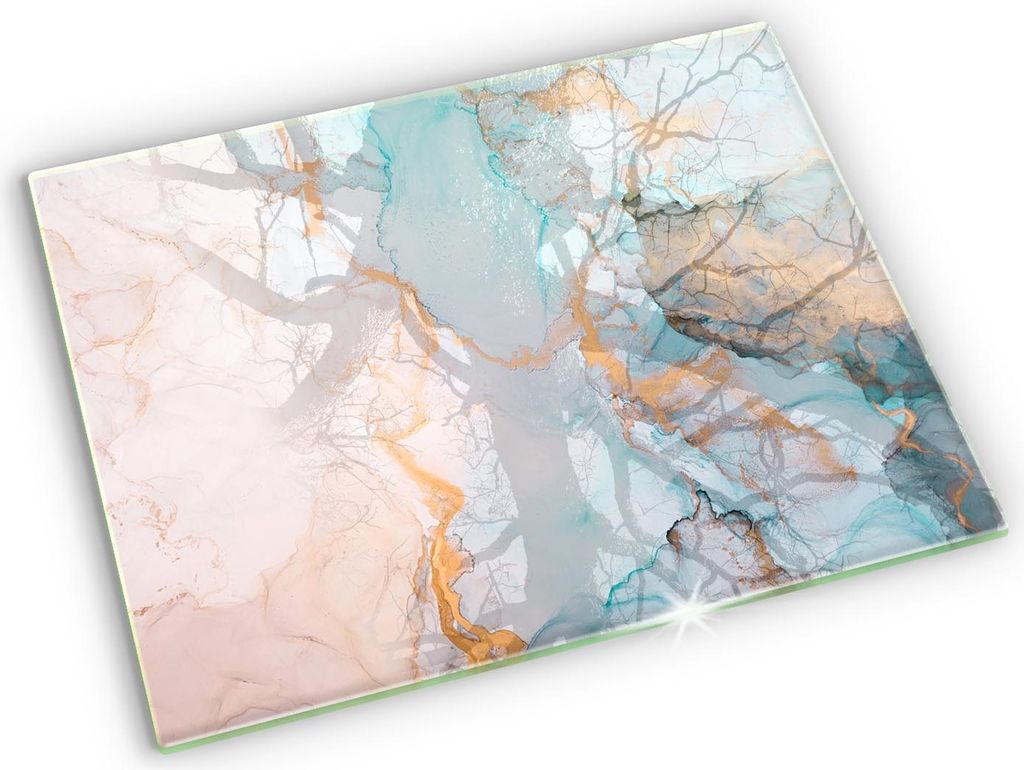 Glas Grabkerzen Untersetzer Motiv Gummifüße - 52x40 cm - Marmorabstraktion