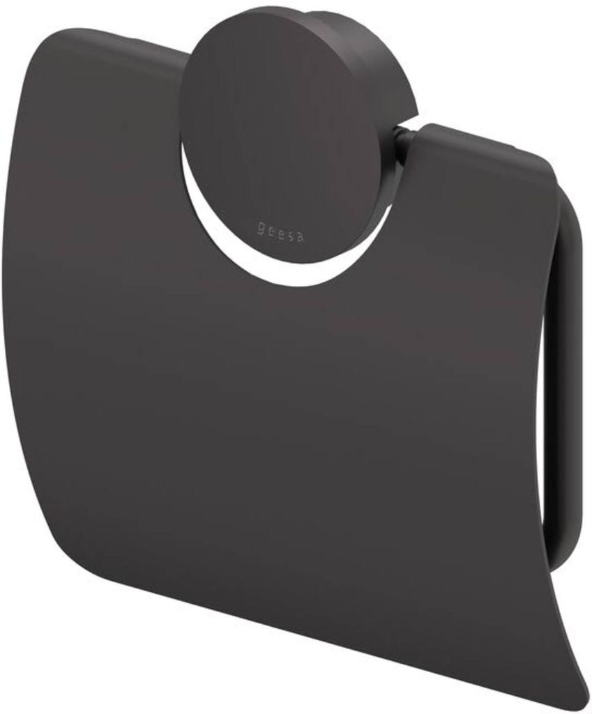 Geesa Opal Toilettenpapierhalter mit Klappe 14x1 9x14 2 cm Schwarz