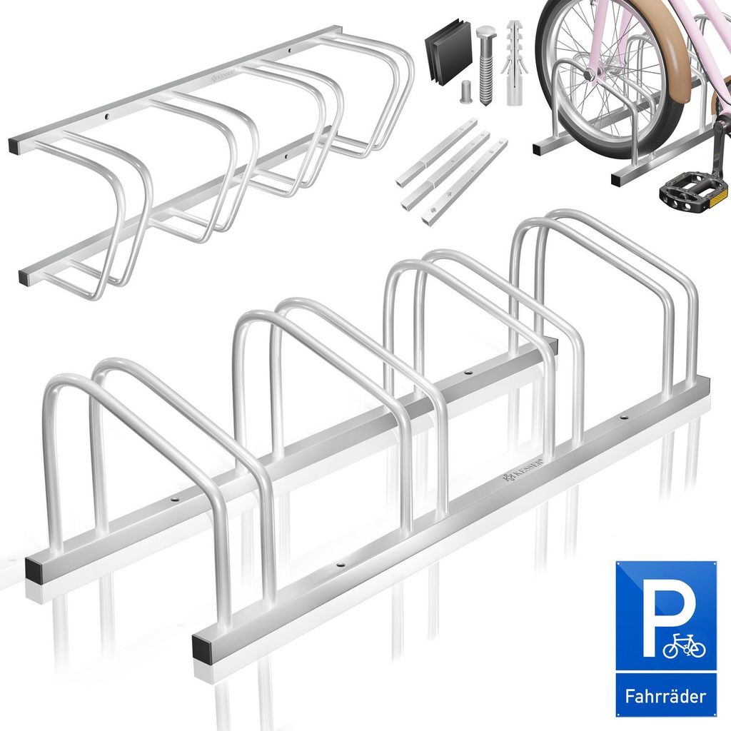 KESSER Fahrradständer inkl. Parkschild | Mehrfachständer mit 37cm Radabstand für 30-65mm Reifenbreite | Fahrradhalter Aufstellständer für Bo...