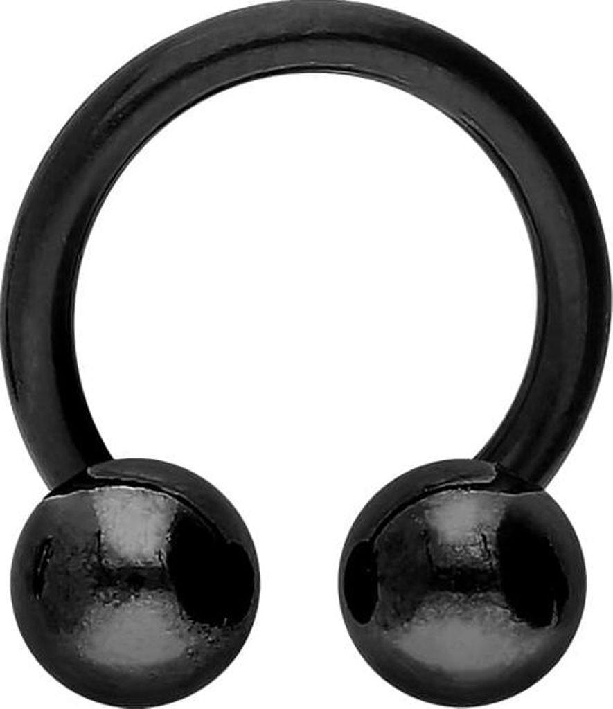 Ohrpiercing, Nasenpiercing, Septum Piercing PTFE Hufeisenring + Titan-Kugeln Schwarz Innendurchmesser: 8mm + Stabstärke: 1,6mm