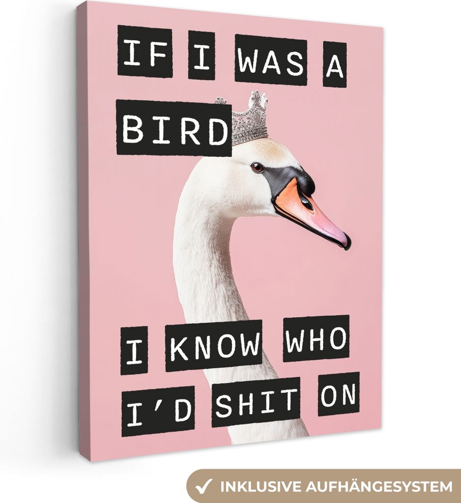 Leinwand Bilder 60x80 cm - Schwan - Rosa, Leinwand Bilder, Wanddeko, Gemälde