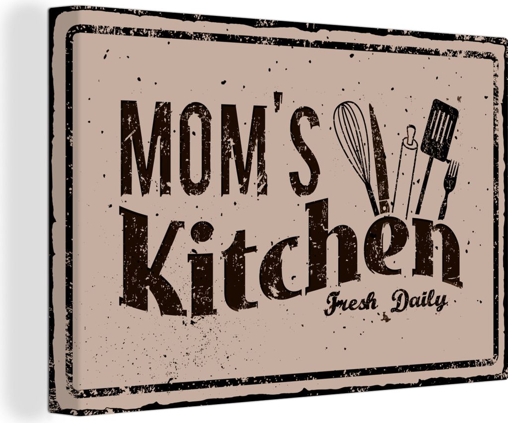 OneMillionCanvasses - Leinwandbilder - 150x100 cm, Küche - Mama - Retro, Wandbilder Kunstdruck Wanddekoration - Foto auf Leinwand - Gemälde auf...