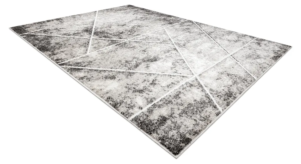 Tapis Géométrique Structural Gris et Beige MATEO Design Triangles - 4