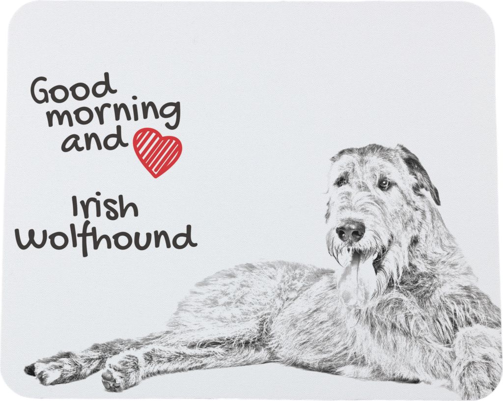 Irischer Wolfshund, Irish Wolfhound - Mauspad mit Druck, personalisiertes Mauspad mit Hund, einzigartiges Gadget für Büroangestellte von Art-Dog.