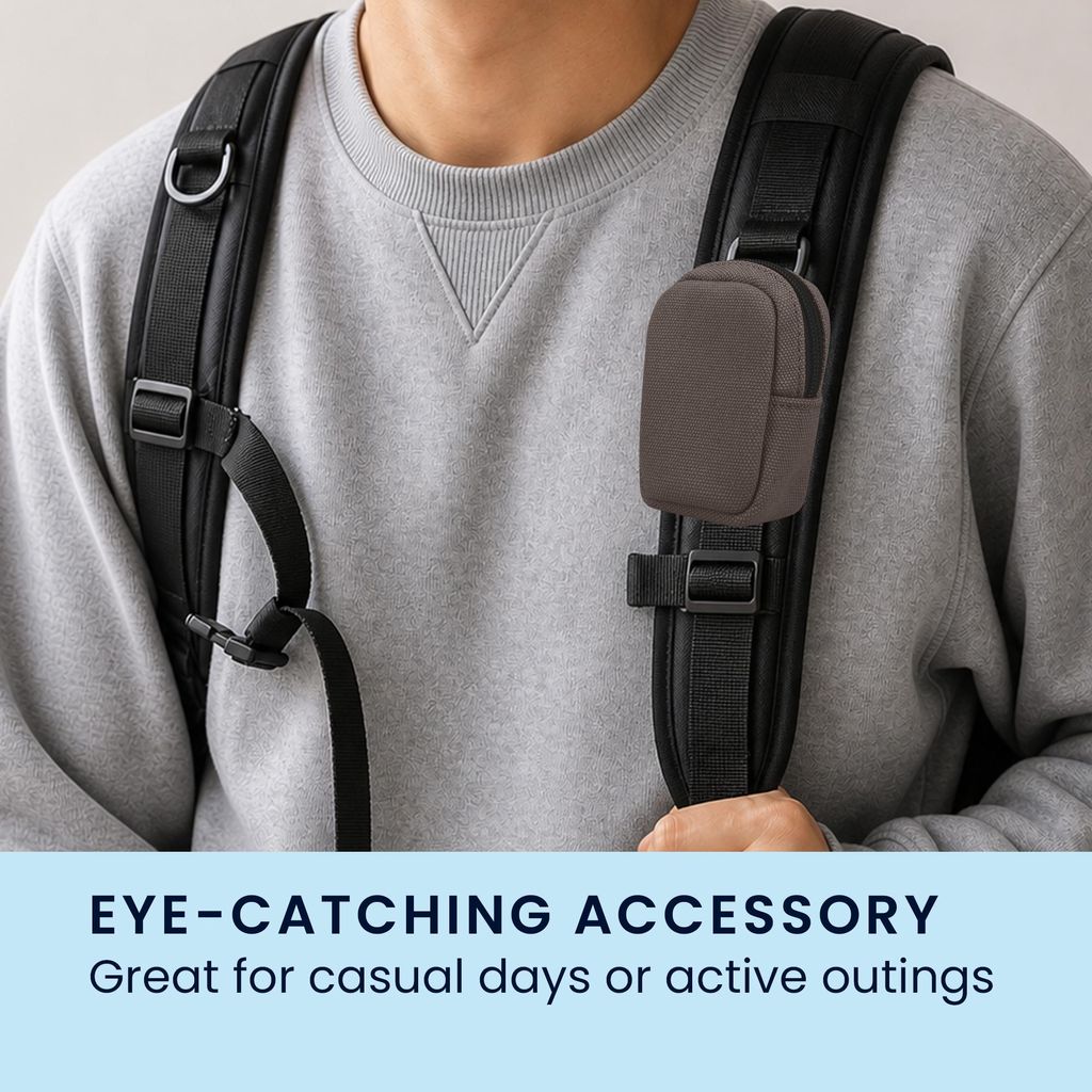 kwmobile Kopfhörer Tasche für in-ear Headphones Hülle - In-Ear Kopfhörer Case mit Tragering und Connector-Schlaufe - Nylon Mini Etui - Dunkelgrau