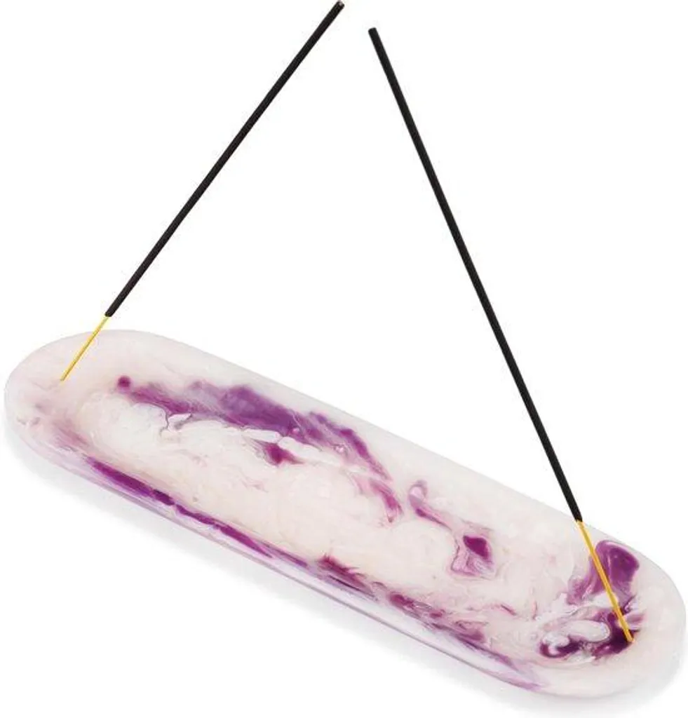 Porte-bâtonnets d'encens blanc et rose 25 cm pour méditation zen