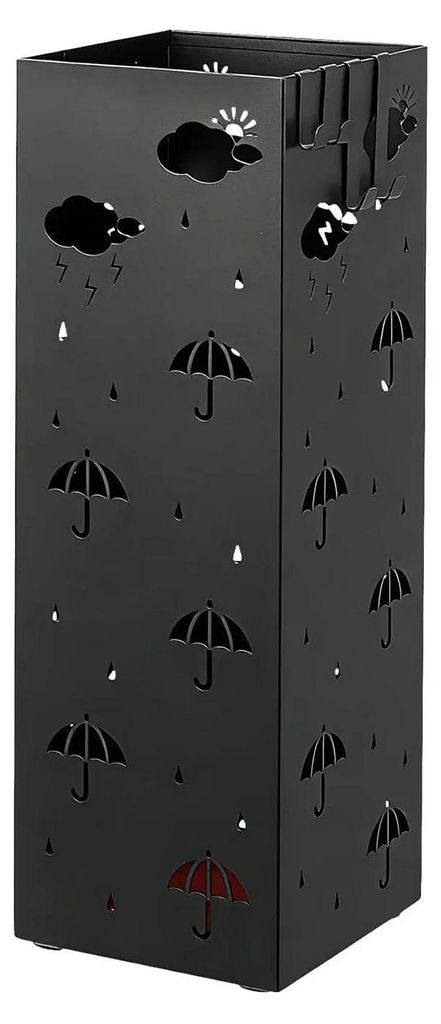 Zylindrischer Regenschirmständer - Metall Ständer - Mit Haken und Tropfschale - Organizer für Flur, Büro, Eingang - Aufbewahrung und Deko - Far...