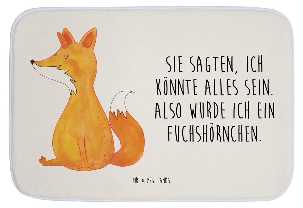 Mr. & Mrs. Panda Badematte Einhorn Fuchs - Weiß - Geschenk, duschmatte, Unicorn, Badteppich, Füchse, Unicorns, Einhörner, Badvorleger, Badezimme...