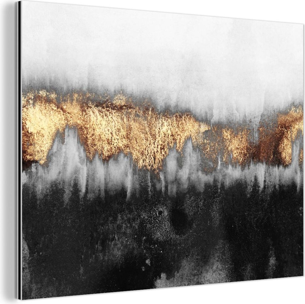 MuchoWow Wanddekoration Metall Metallbild Wandkunst 40x30 cm Gold - Chic - Abstrakt MuchoWow Aluminium Gemälde - Dekoration Wohnzimmer