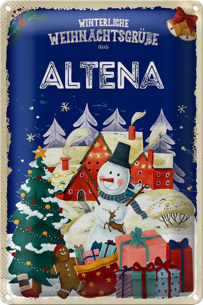 Blechschild Weihnachtsgrüße aus ALTENA 18x12cm