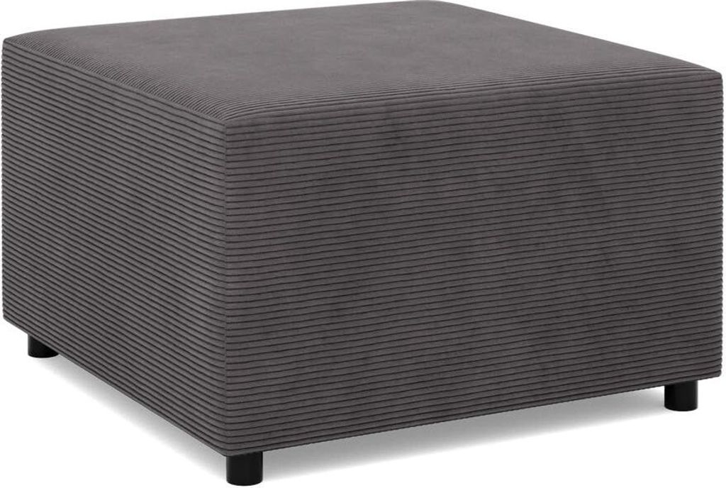 Sitzpouf für das Wohnzimmer 70 x 70 cm, Cord - Dunkelgrau Produktbild 