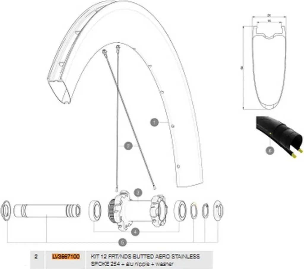 Rayons de Rechange Mavic 254 mm pour Roue Comete Pro Carbon SL Disc