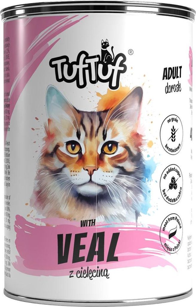Tuf Tuf cibo umido per gatti, carne in scatola con vitello, Immagine del prodotto 