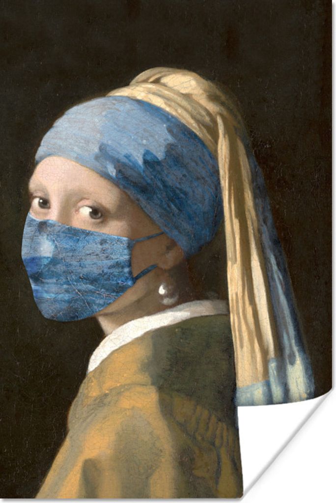 MuchoWow Poster Das Mädchen mit dem Perlenohrring - Johannes Vermeer - Mouthcap 120x180 cm - Kunstposter