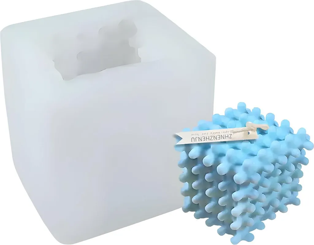 Set 4 Stampi Rettangolari In Silicone Per Sapone Da 1200ml Con Scatola E Coperchio In Legno - Blu - 2