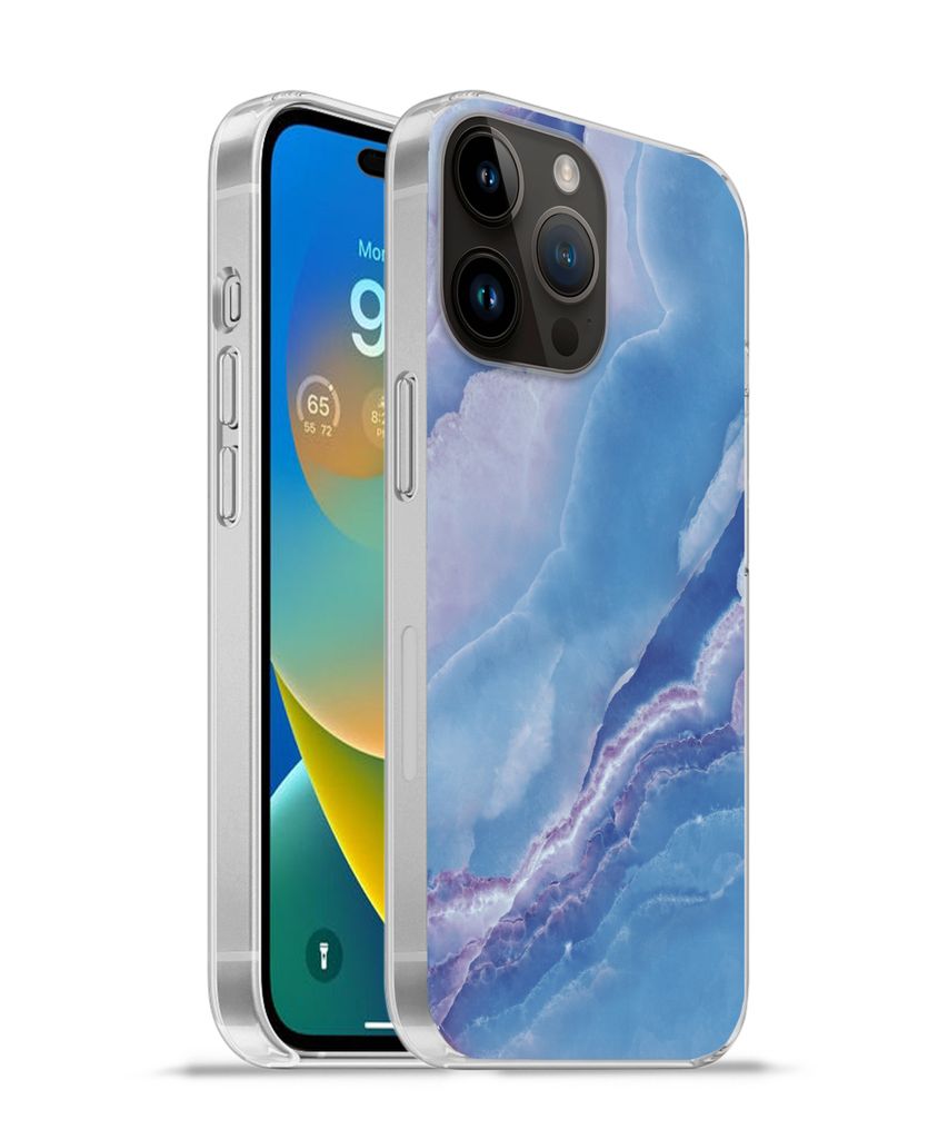 MuchoWow Handyhülle Schutzhülle Hülle für Apple iPhone 14 Pro Max Natursteine - Lila - Mineralien Silikon Softcase Handy Hülle - Hardcover