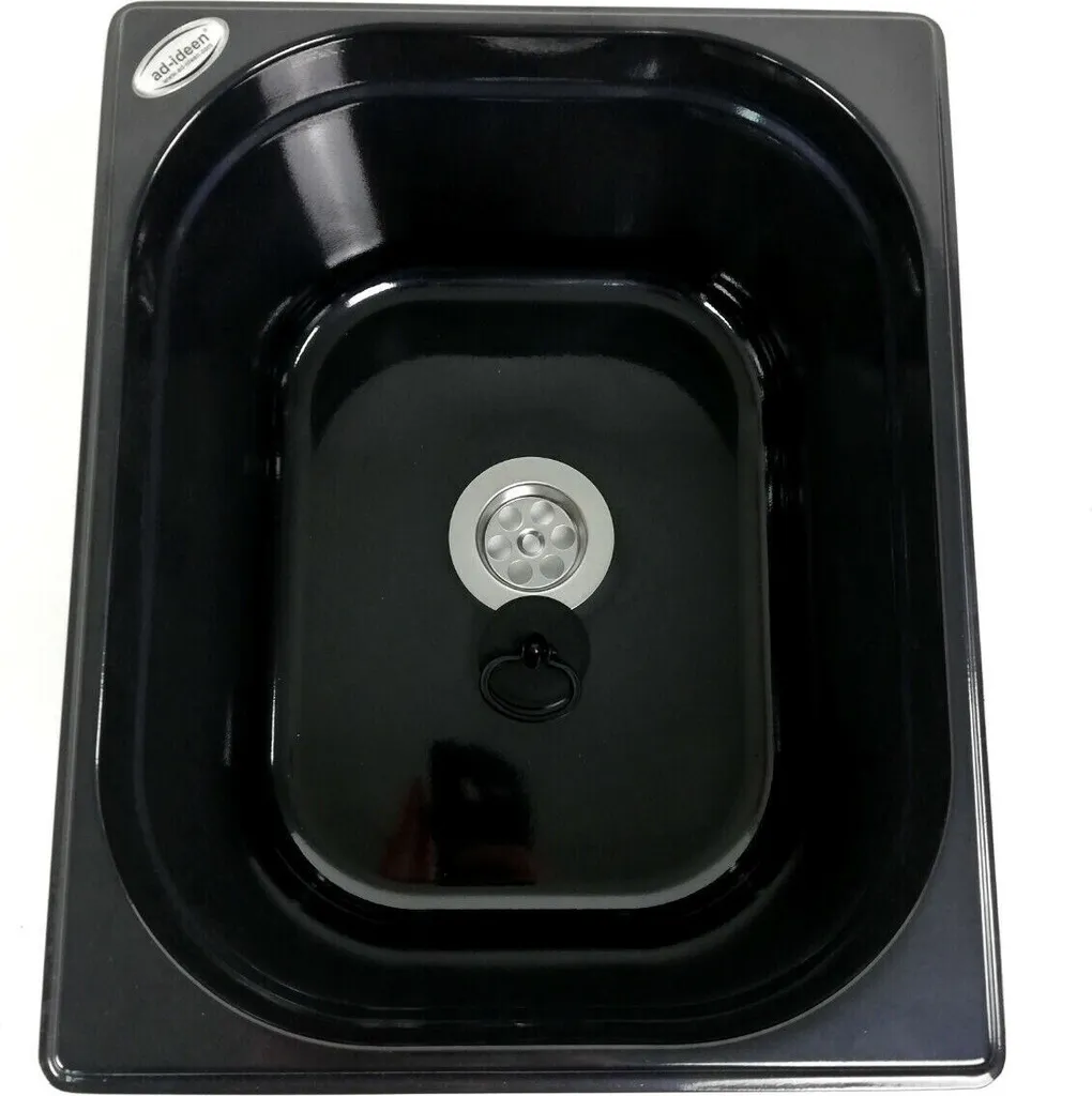 Évier compact pour camping-car ou studio inox noir 325x265x150mm
