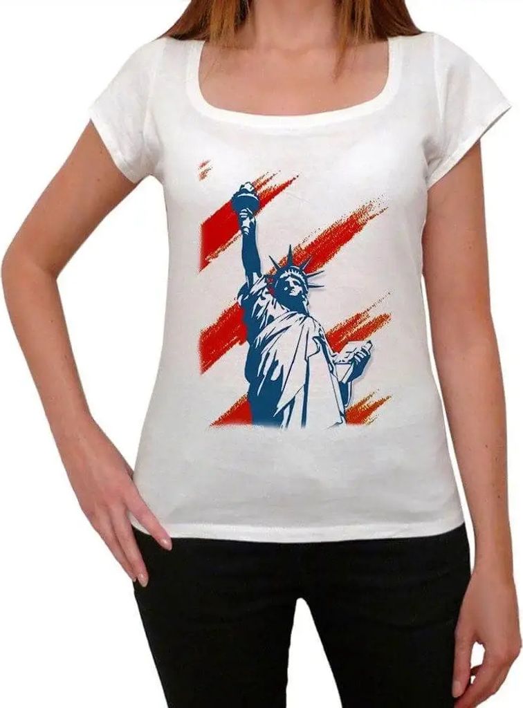 Damen Grafik T-Shirt Freiheitsstatue 2 – Statue Of Liberty 2 – Öko-Verantwortlich Vintage Jahrgang Kurzarm Lustige Druck Geburtstag Geschenk Frau