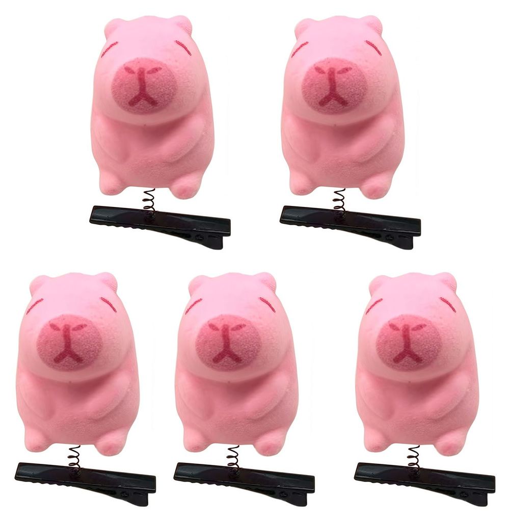 1/2/5 Stück Haarnadeln mit beflocktem Cartoon-Motiv (Capibara-Küken/Ente) – Frühlingsdeko aus Metall – Dekorative Haarspangen für Feiertage...