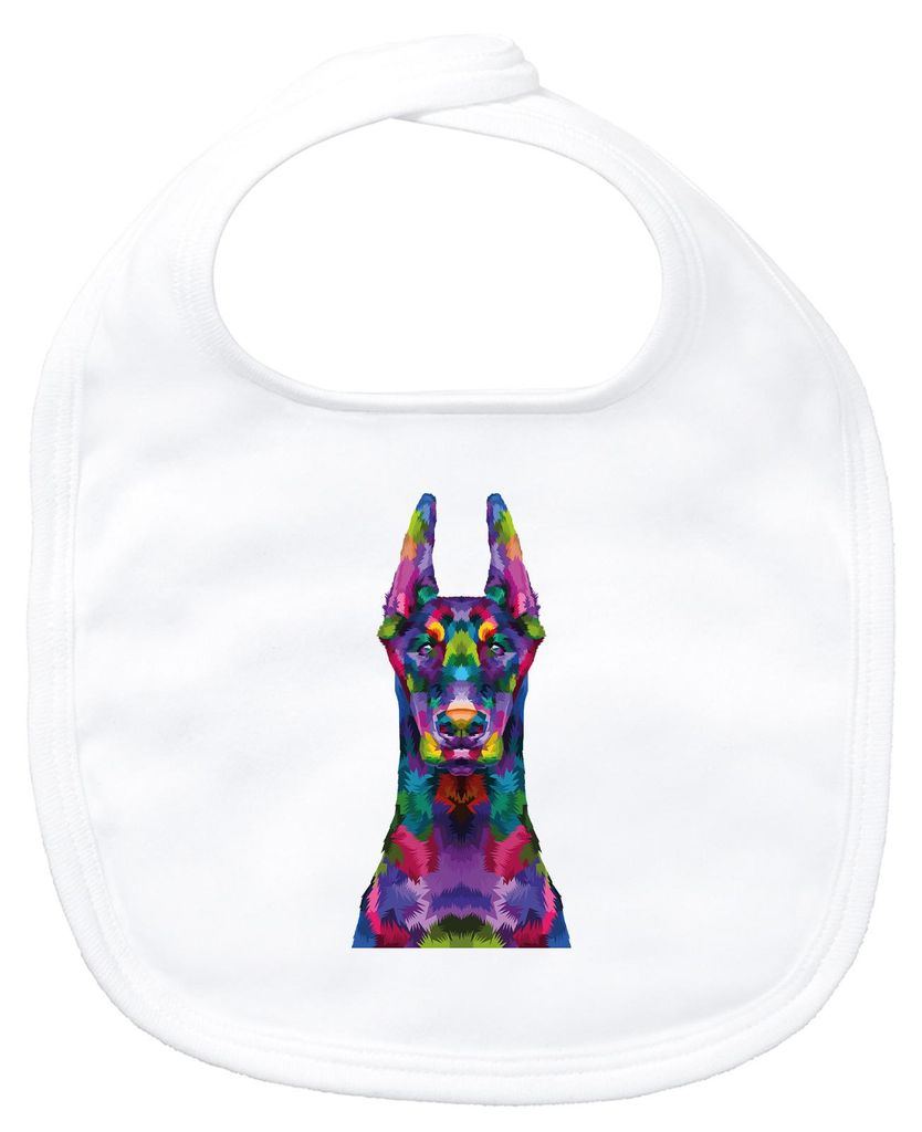 Huuraa Baby Lätzchen Doberman Colorful White Klettverschluss Baumwolle Latz Geschenkidee