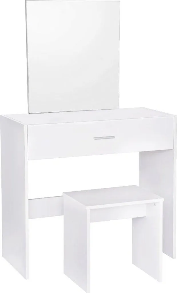 Table de maquillage blanche avec miroir - Coiffeuse moderne en bois