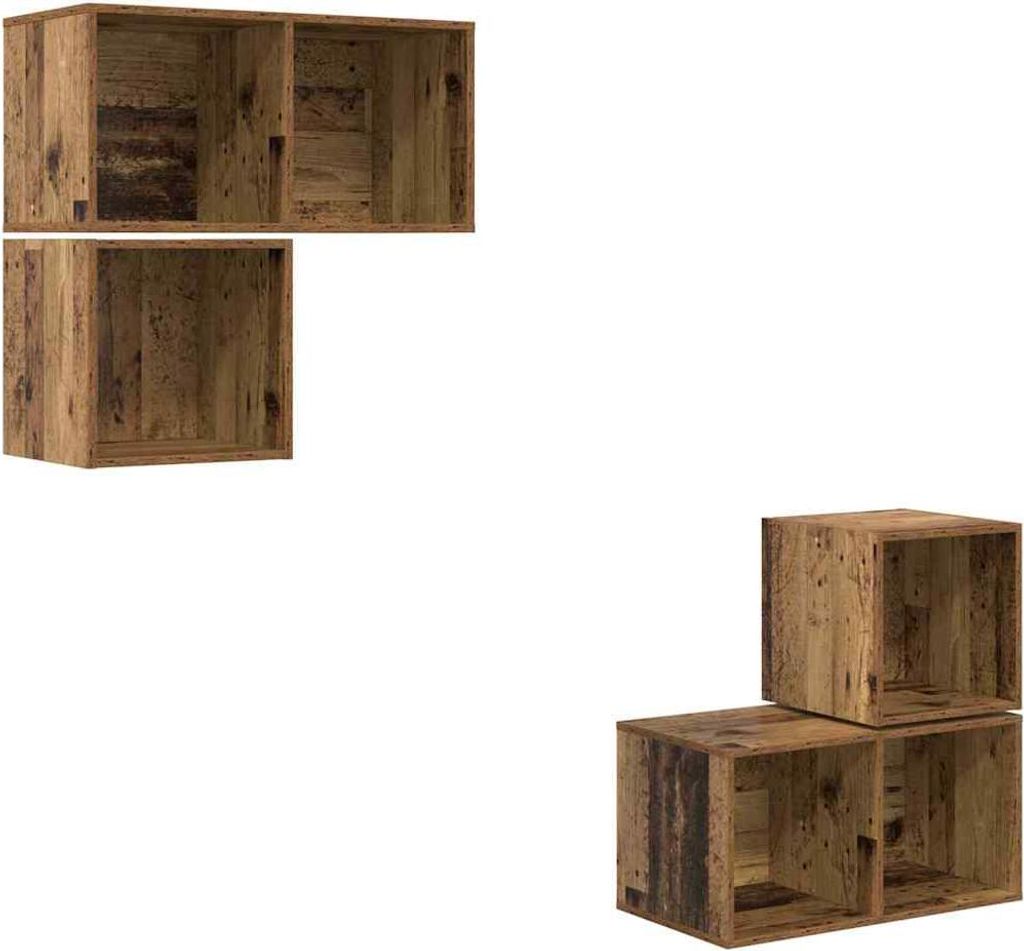 TV-Schrankset Wandmontiert 4 pcs Altholz Holzwerkstoff